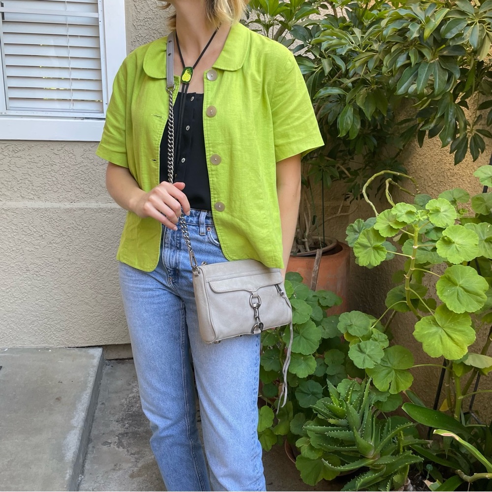 Gray/silver Rebecca Minkoff leather crossbody bag